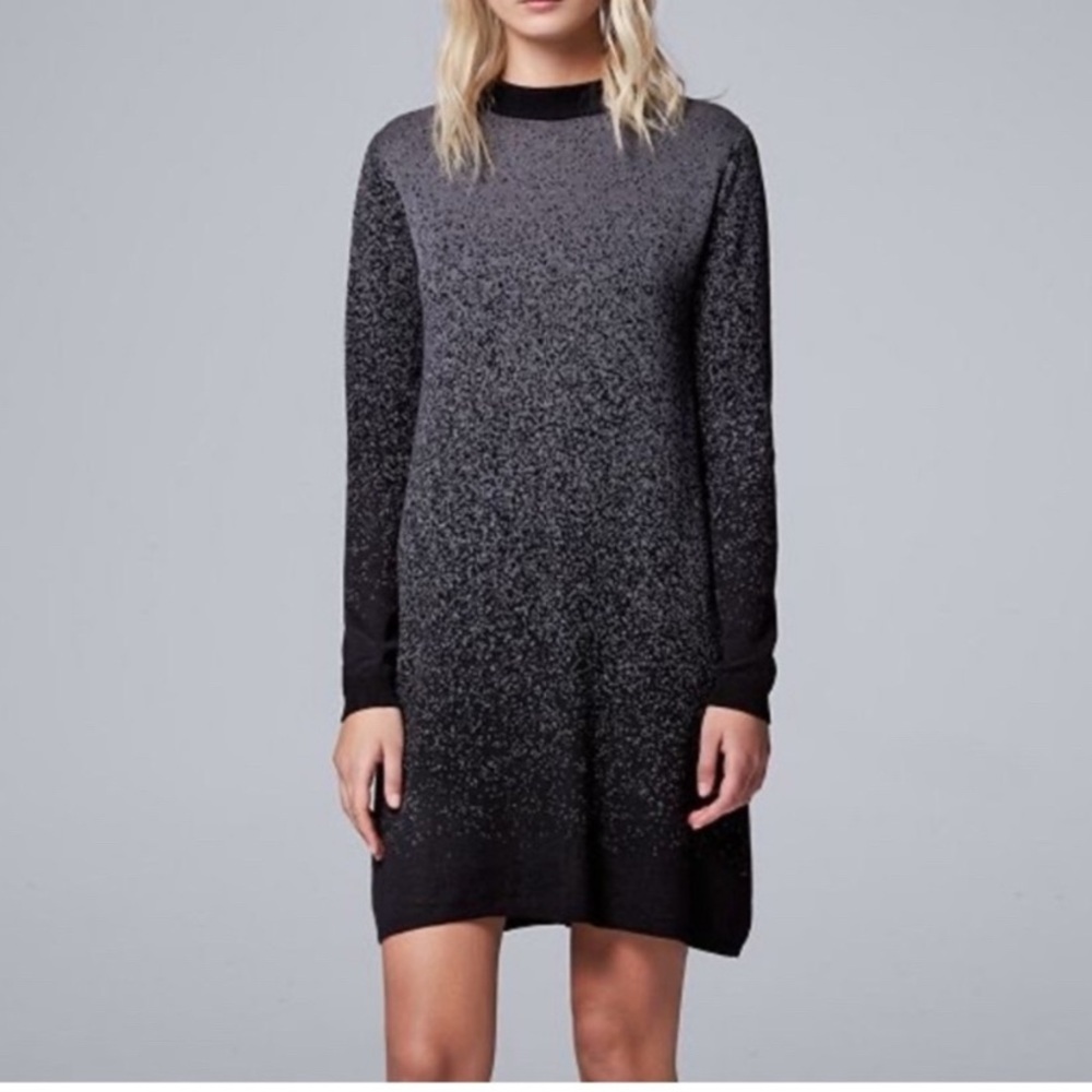 Simply Vera Vera Wang Black Ombré Sweater Dress Size Medium Lightweight Party